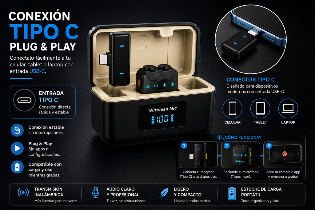 MICROFONO INALAMBRICO TIPO C WIRELESS SX23