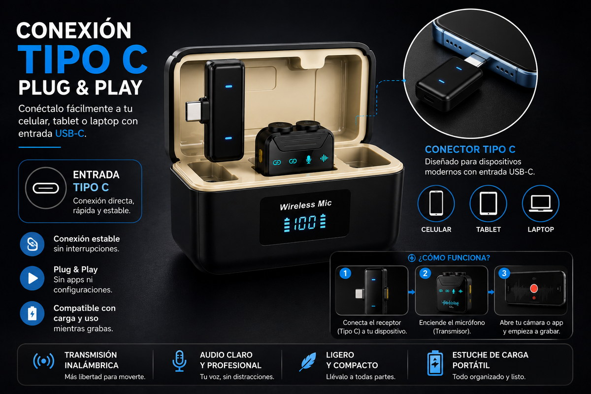 MICROFONO INALAMBRICO TIPO C WIRELESS SX23